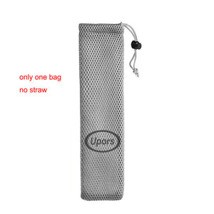 UPORS Reusable Drinking Straw 304 Stainless Steel Straws Straight Bent Metal Straw with Cleaner Brush Pouch Wholesale