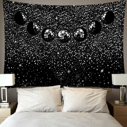 Star Moon Tapestry Wall Hanging Tarot Card Polyester Lion Moon Pattern Blanket Tapestry Home Decor Astrology Bedspread Beach Mat