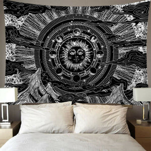 Star Moon Tapestry Wall Hanging Tarot Card Polyester Lion Moon Pattern Blanket Tapestry Home Decor Astrology Bedspread Beach Mat